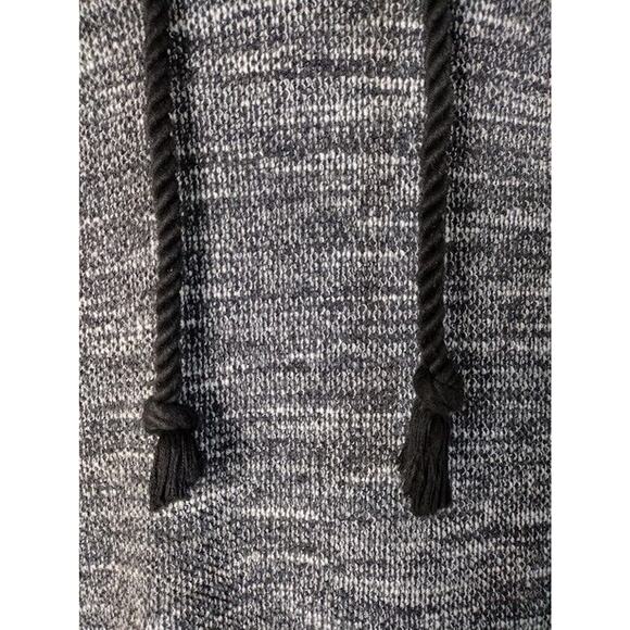 Paper Crane Woven Hooded Pullover Top with Tasseled Ties, Gray & Wht, Size M - Picture 2 of 7